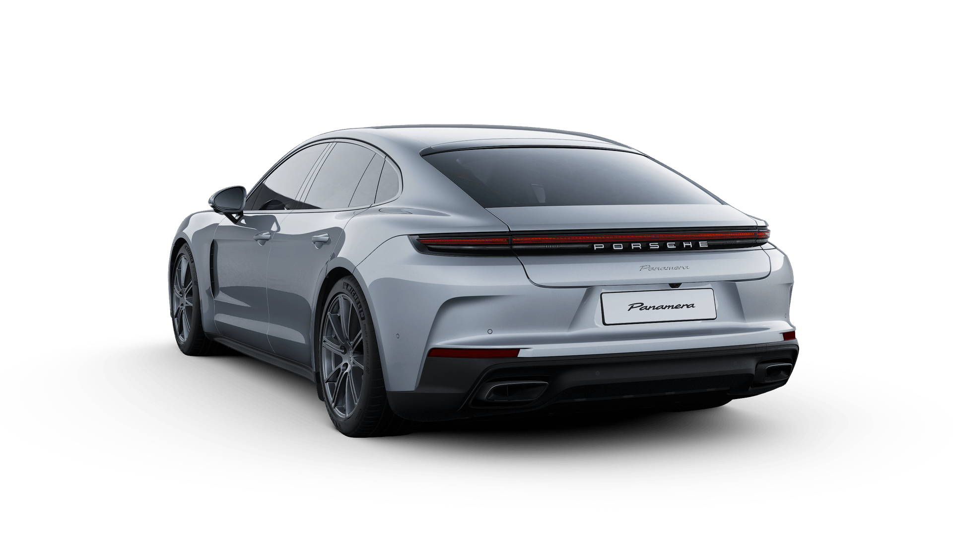 Exterior view of Panamera showing the back and left side of the car